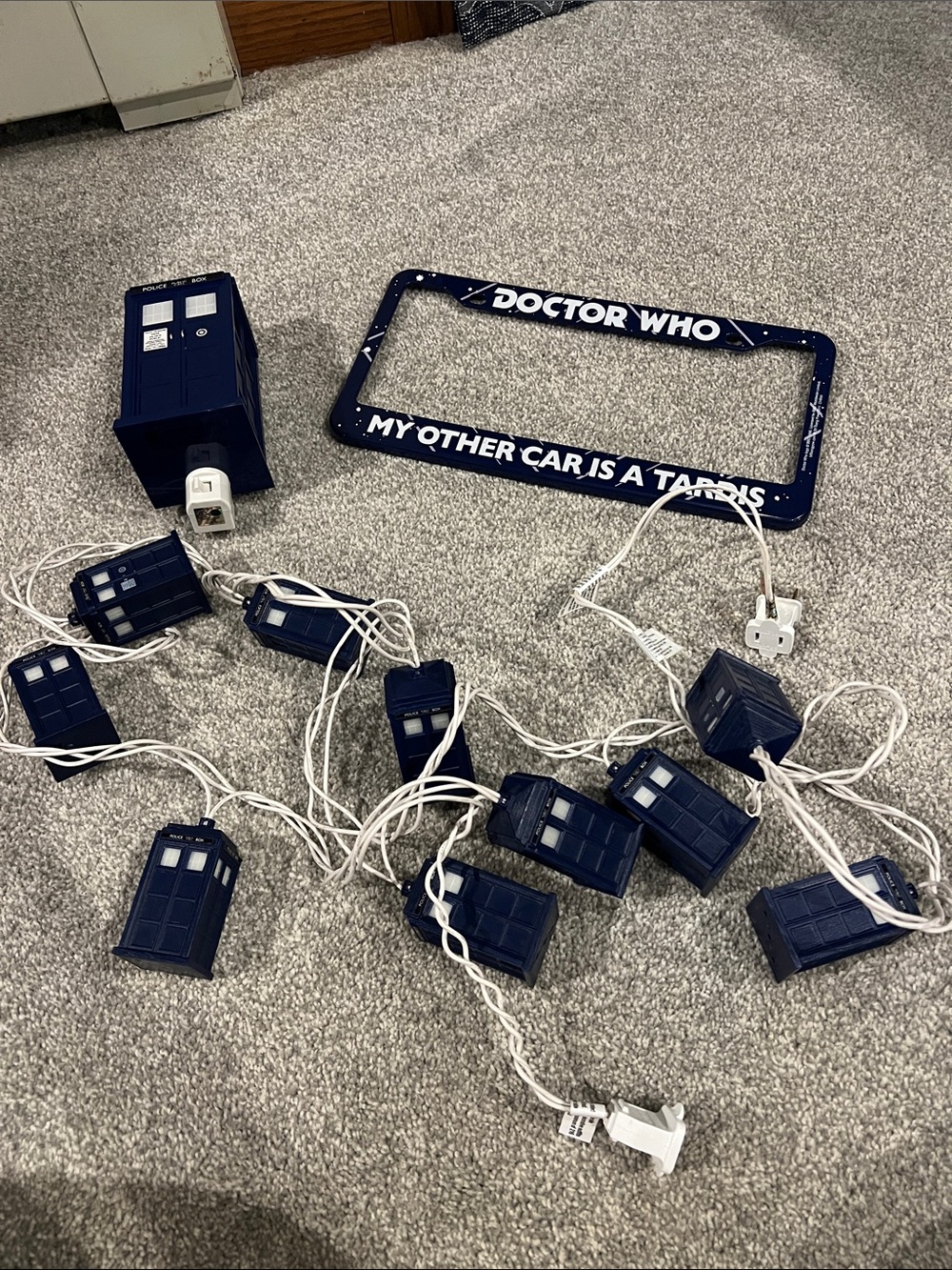 Doctor Who Bundle - TARDIS String Lights - License Plate Cover - Night Light